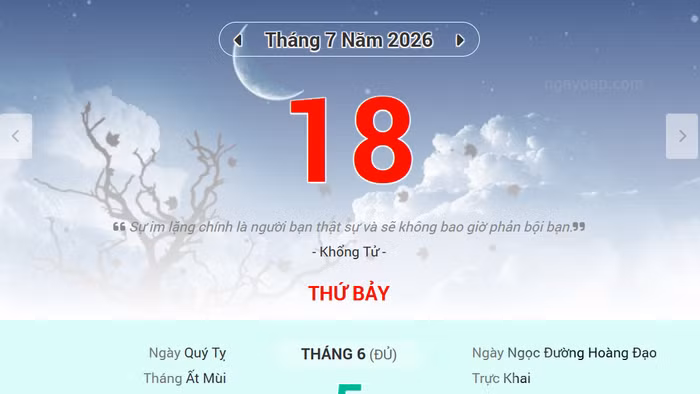 Lịch âm 18/7 - Xem lịch âm ngày 18/7