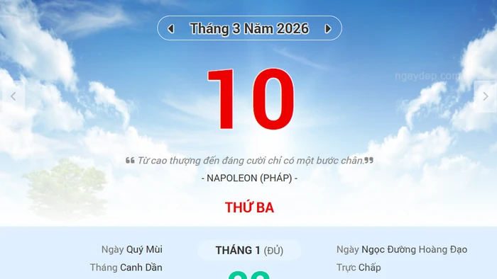 Lịch âm 10/3 - Xem lịch âm ngày 10/3