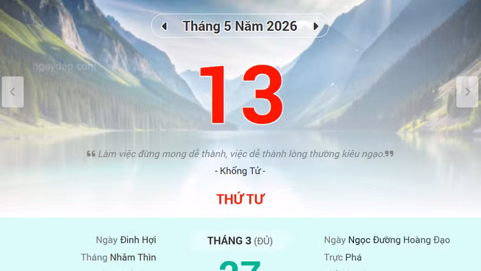 Lịch âm 13/5 - Xem lịch âm ngày 13/5