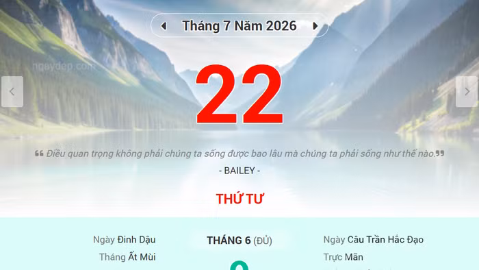 Lịch âm 22/7 - Xem lịch âm ngày 22/7