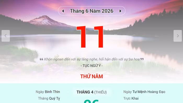 Lịch âm 11/6 - Xem lịch âm ngày 11/6