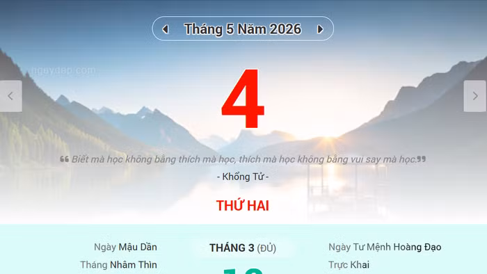 Lịch âm 4/5 - Xem lịch âm ngày 4/5