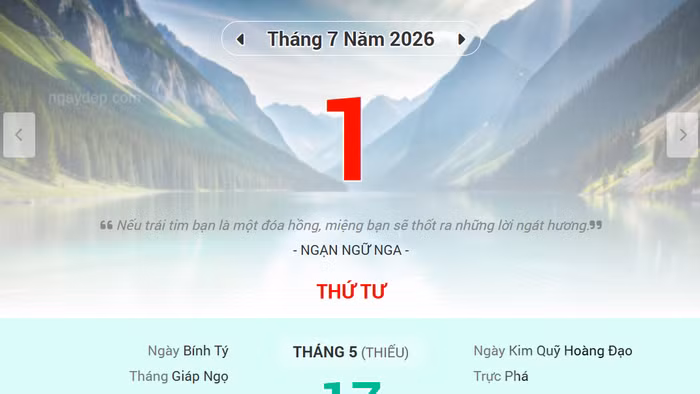 Lịch âm 1/7 - Xem lịch âm ngày 1/7