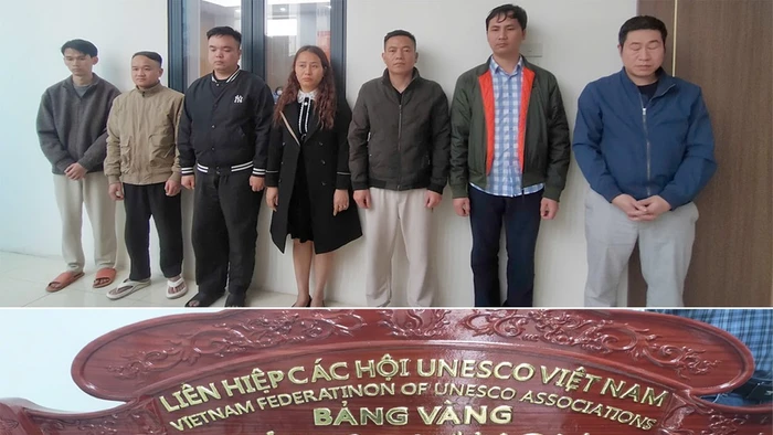 Biển hiệu của phòng chẩn trị y học cổ truyền Hoàng Minh Đường cùng nhóm người liên quan bị bắt giữ. 