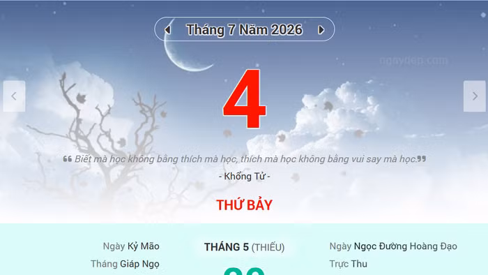Lịch âm 4/7 - Xem lịch âm ngày 4/7