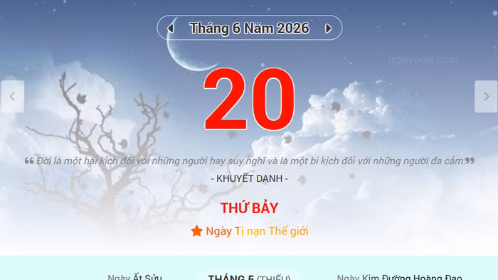Lịch âm 20/6 - Xem lịch âm ngày 20/6