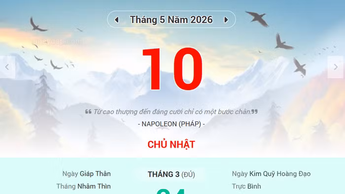 Lịch âm 10/5 - Xem lịch âm ngày 10/5