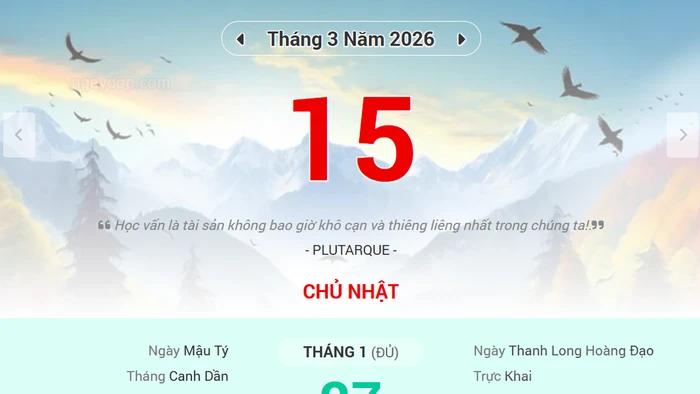 Lịch âm 15/3 - Xem lịch âm ngày 15/3