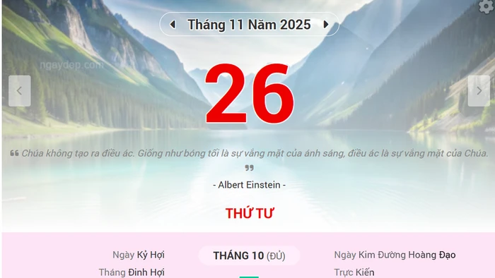 Lịch âm 26/11 - Xem lịch âm ngày 26/11