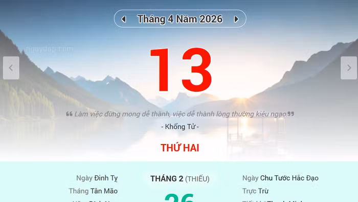 Lịch âm 13/4 - Xem lịch âm ngày 13/4