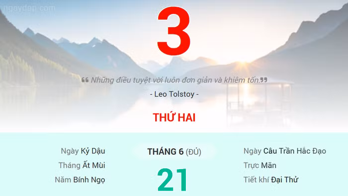 Lịch âm 3/8 - Xem lịch âm ngày 3/8