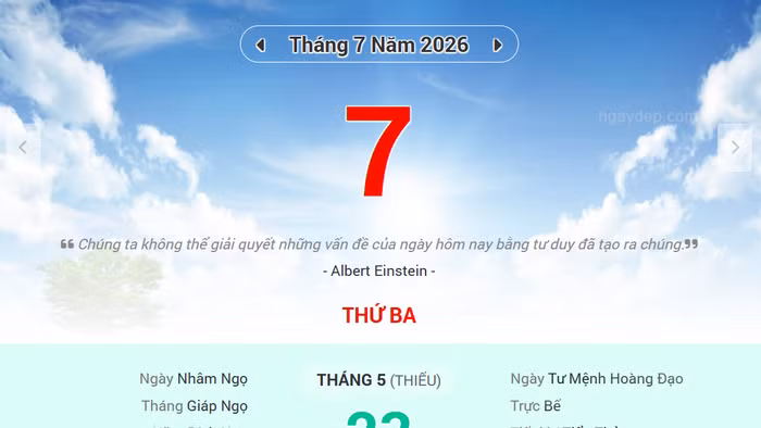 Lịch âm 7/7 - Xem lịch âm ngày 7/7