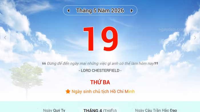 Lịch âm 19/5 - Xem lịch âm ngày 19/5