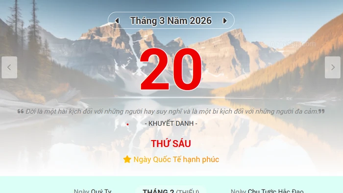 Lịch âm 20/3 - Xem lịch âm ngày 20/3