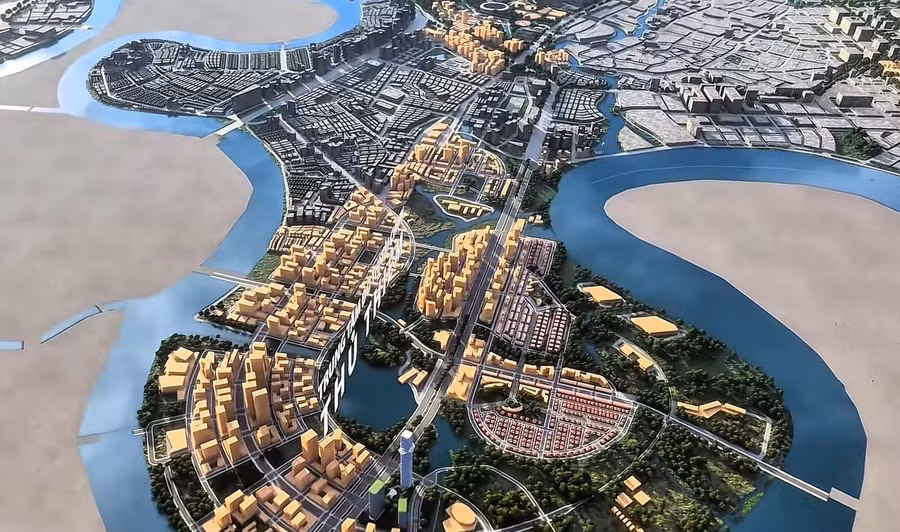 Phối cảnh quy hoạch khu vực Thủ Thiêm trở thành trung tâm tài chính quốc tế của TPHCM. (Ảnh: Sở Xây dựng TPHCM)