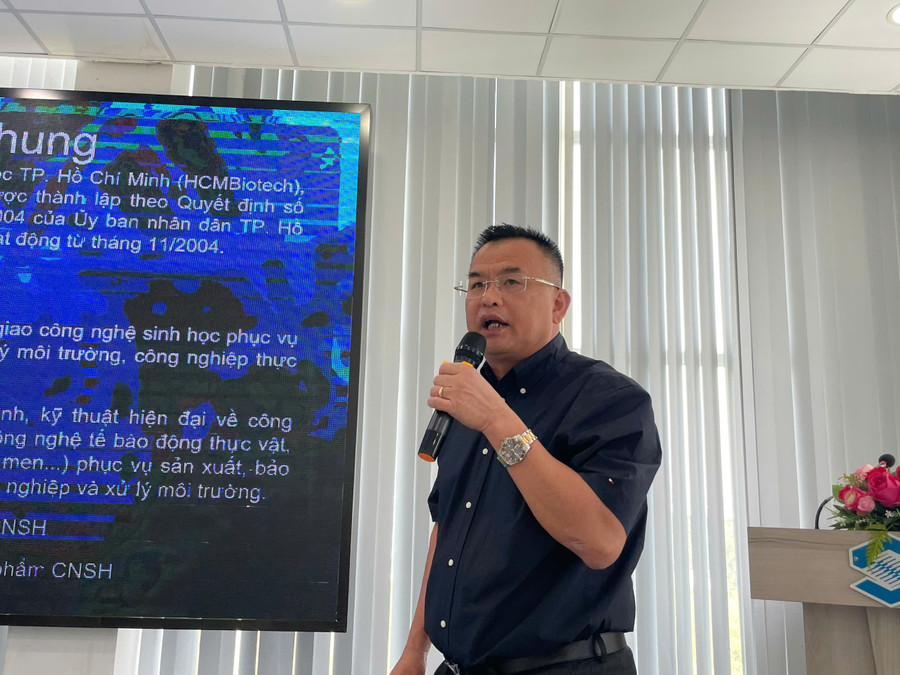 TS Nguyễn Hải An, Giám đốc Trung tâm Công nghệ sinh học TPHCM chia sẻ tại hội thảo. Ảnh: Hà An. nang-luong-xanh.jpg