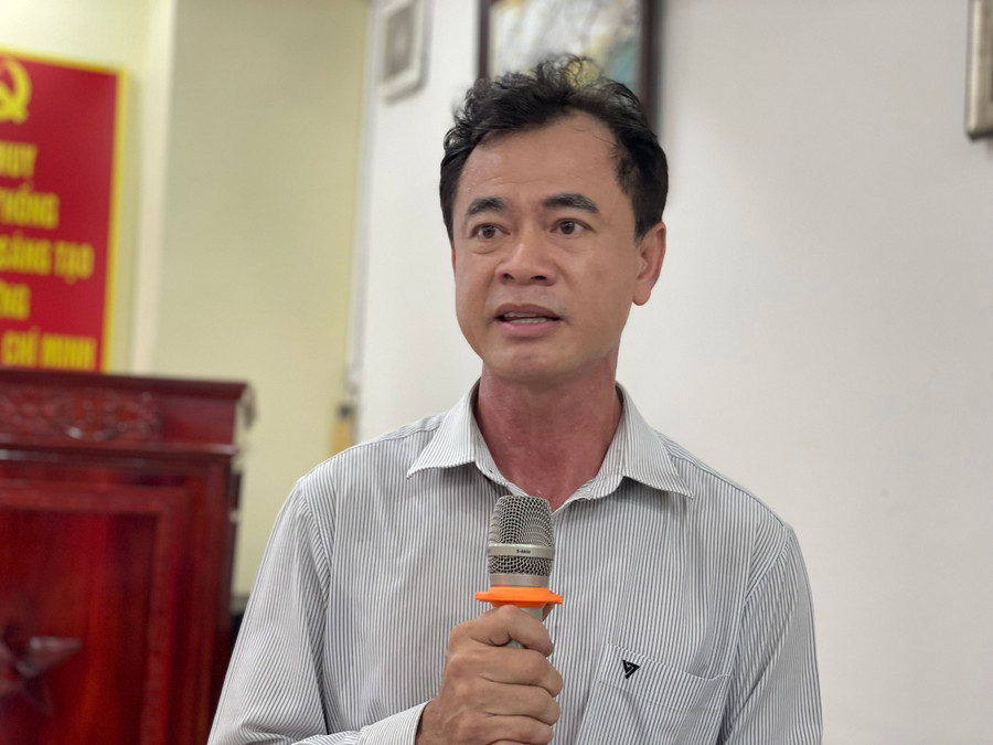 Ông Trần Thanh Hải, Giám đốc Trung tâm Tư vấn Ứng dụng kinh tế (Viện Nghiên cứu Phát triển TPHCM) chia sẻ tại hội thảo. (Ảnh: Hà An) 7a7094ff7599c2c79b88.jpg