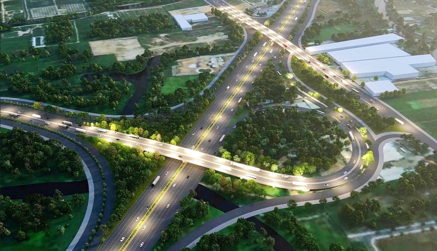 Phối cảnh một đoạn cao tốc TPHCM - Mộc Bài giao với đường Vành đai 3. Ảnh: Ban Giao thông TPHCM.