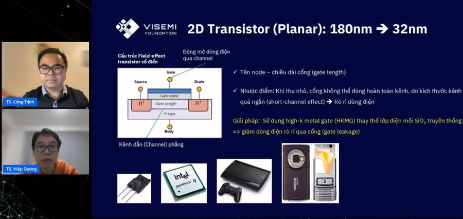 Các chuyên gia chia sẻ trực tuyến các kiến thức về khâu sản xuất chip tại hội thảo.