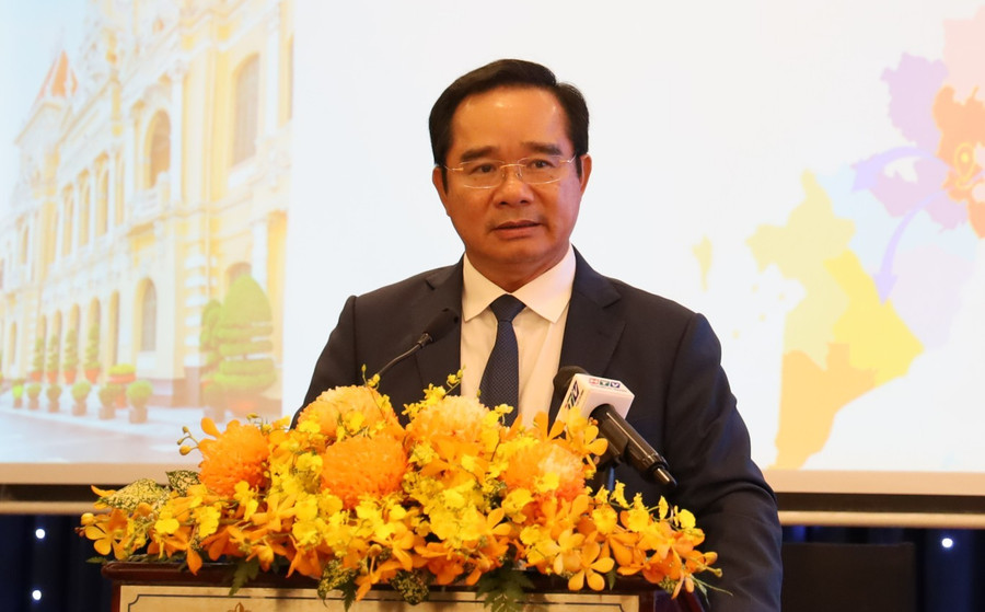 Chủ tịch UBND TPHCM Nguyễn Văn Được phát biểu tại hội nghị. Ảnh: ITPC.