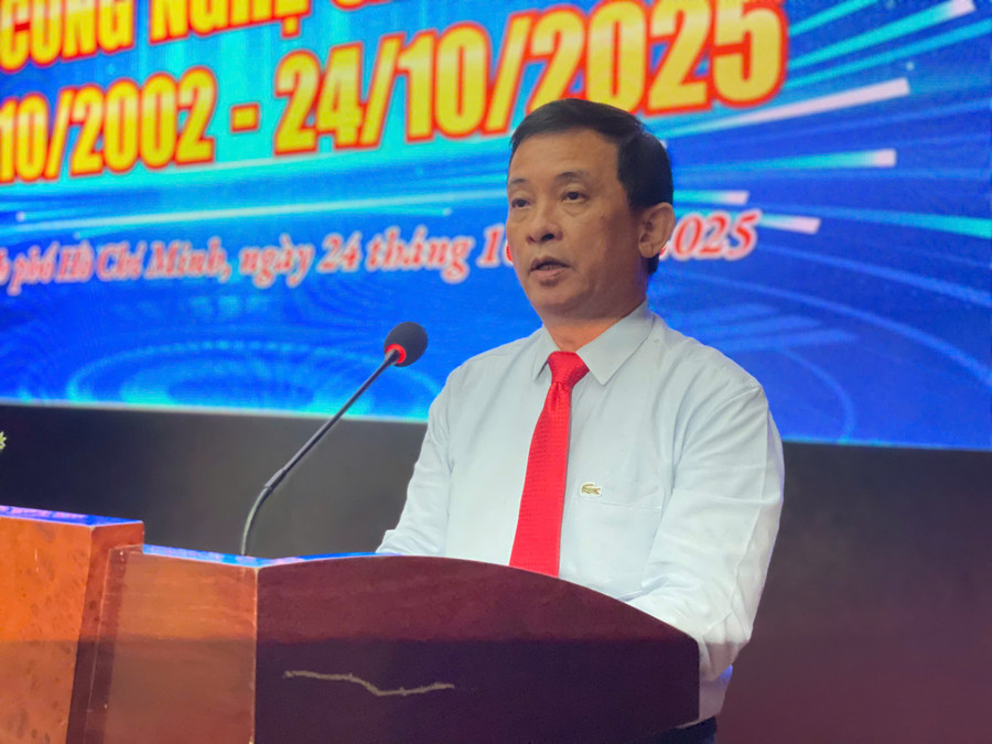 Ông Nguyễn Kỳ Phùng, Trưởng Ban quản lý Khu Công nghệ cao TPHCM phát biểu tại lễ kỷ niệm. Ảnh: Hà An. 29646b993a6ab734ee7b.jpg