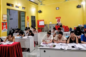 Không gian lớp học tại Nhà văn hóa khối 9, phường Kỳ Lừa (Lạng Sơn). Ảnh NVCC.