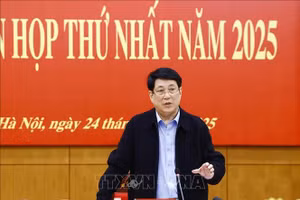 Chủ tịch nước Lương Cường phát biểu. (Ảnh: TTXVN)