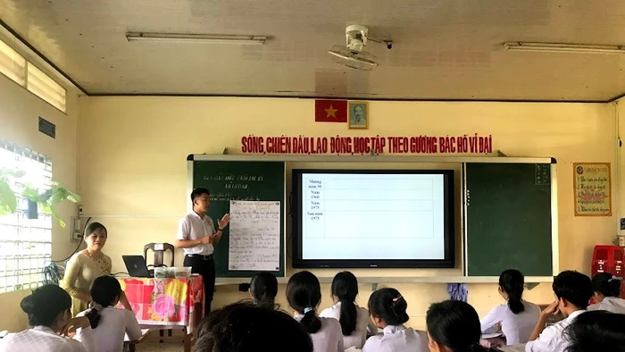 Giờ học tại Trường THPT Vĩnh Xuân (Trà Ôn, Vĩnh Long).