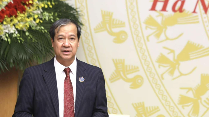 Bộ trưởng Nguyễn Kim Sơn phát biểu tại buổi gặp mặt. Ảnh: Lê Cường