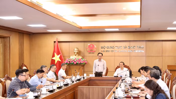 Quang cảnh hội nghị tại điểm cầu trụ sở Bộ GD&ĐT.
