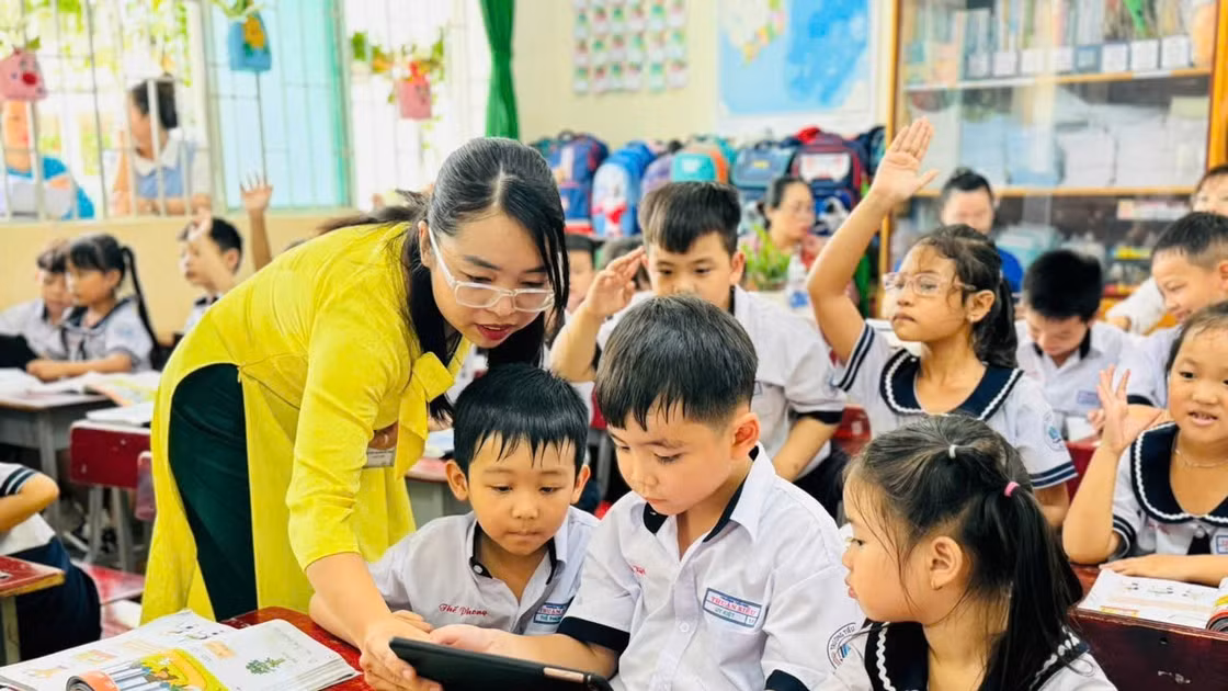 Tiết dạy của cô Nguyễn Thanh Thảo, Trường Tiểu học Thuận Kiều. Ảnh: NVCC.