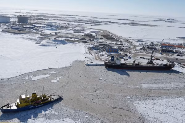 Quang cảnh cảng Sabetta ở Khu tự trị Yamal-Nenets.