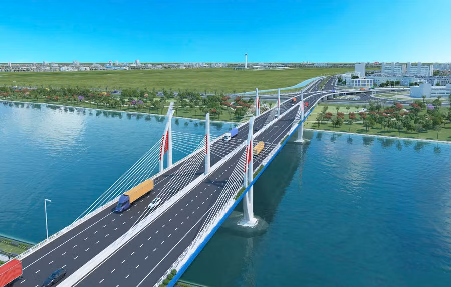 Phối cảnh cầu Hải Thành vượt sông Lạch Tray có chiều dài hơn 1,13km nối quận Hải An với quận Dương Kinh thuộc dự án đường vành đai 2 đoạn tuyến Tân Vũ - Hưng Đạo - đường Bùi Viện.