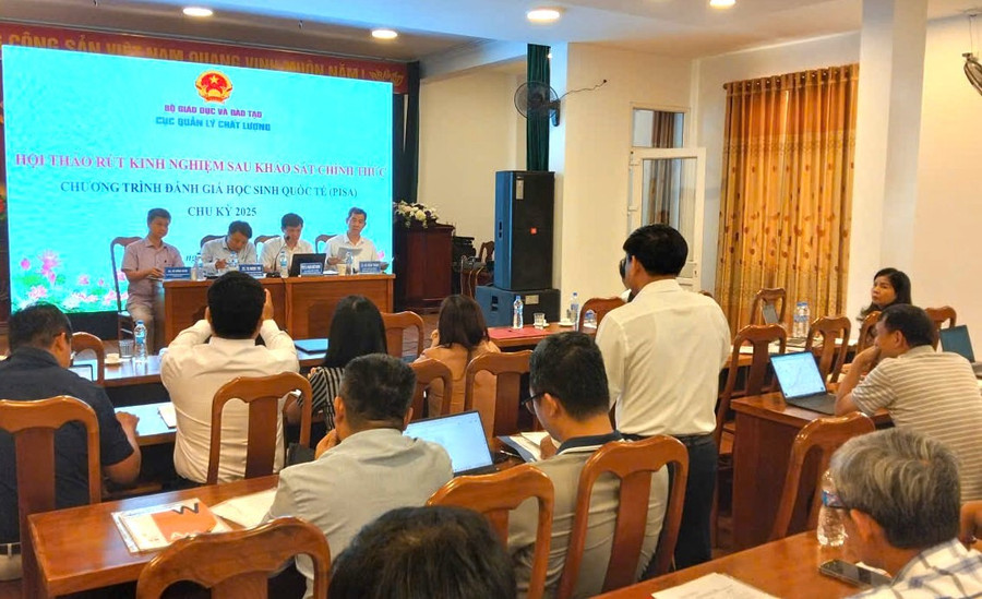 Quang cảnh Hội thảo rút kinh nghiệm sau khảo sát chính thức Chương trình đánh giá học sinh quốc tế chu kỳ 2025.