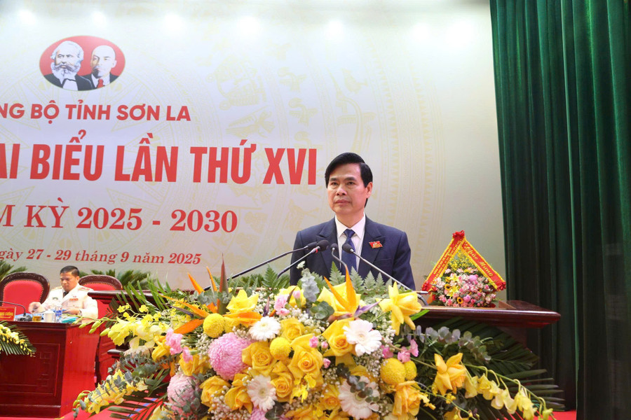 Ông Hoàng Quốc Khánh, Bí thư Tỉnh uỷ Sơn La phát biểu. z7058036003459-4a5d2b70c3e857fa5dcf49b3dd1bd085.jpg