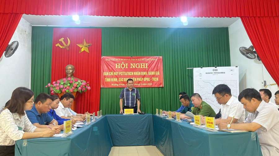 Ban Chỉ huy PCTT&TKCN xã Mường Khoa (huyện Bắc Yên, tỉnh Sơn La) triển khai hội nghị phòng, chống mưa lũ. z6643837627846-6be93b2c268862f2d155fdadc3acd89e.jpg