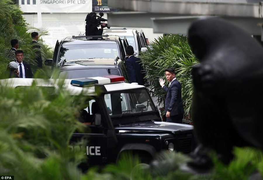 Đoàn xe tháp tùng ông Kim tại Singapore