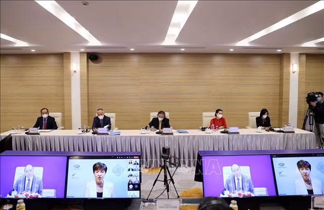Đoàn đại biểu Việt Nam tham dự Hội nghị theo hình thức trực tuyến.