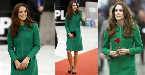 Vay lien mau xanh thanh lich nhu cong nuong Kate Middleton