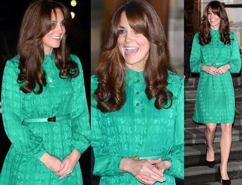 Vay lien mau xanh thanh lich nhu cong nuong Kate Middleton