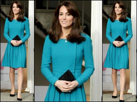 Vay lien mau xanh thanh lich nhu cong nuong Kate Middleton