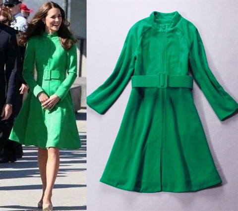 Vay lien mau xanh thanh lich nhu cong nuong Kate Middleton