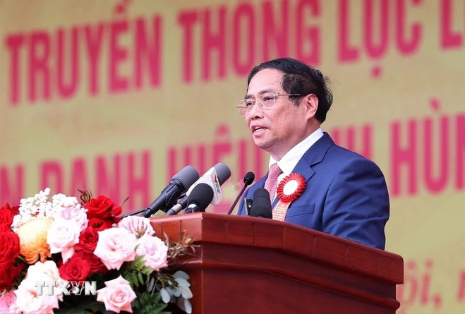 Thủ tướng Phạm Minh Chính phát biểu tại Lễ kỷ niệm 50 năm Ngày truyền thống lực lượng Cảnh sát Cơ động. (Ảnh: Dương Giang/TTXVN) Thủ tướng Phạm Minh Chính phát biểu tại Lễ kỷ niệm 50 năm Ngày truyền thống lực lượng Cảnh sát Cơ động. (Ảnh: Dương Giang/TTXVN)