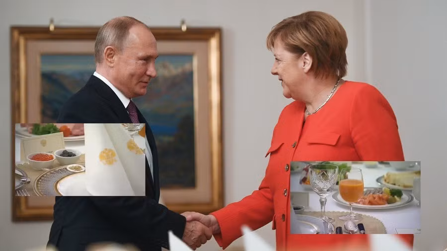 Tổng thống Nga Putin (trái) mời Thủ tướng Đức Merkel ăn sáng tại Argentina