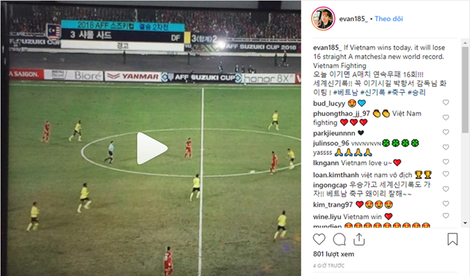 Lee Gun rất quan tâm đến những trận cầu có tuyển Việt Nam thi đấu. Ảnh chụp màn hình instagram nhân vật. Lee Gun rất quan tâm đến những trận cầu có tuyển Việt Nam thi đấu. Ảnh chụp màn hình instagram nhân vật.