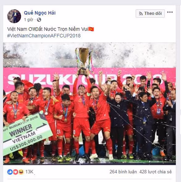 Chia sẻ đơn giản nhưng đầy cảm xúc của đội phó Quế Ngọc Hải.