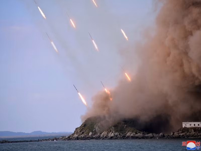 Triều Tiên đã tổ chức nhiều cuộc tập trận và phô diễn lực lượng trong năm nay dọc theo biên giới với Hàn Quốc. Ảnh tư liệu: AFP.