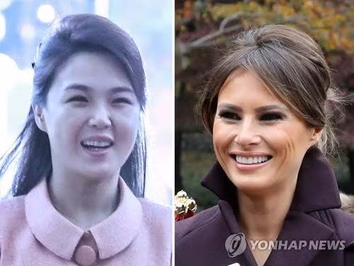 Đệ nhất phu nhân Mỹ Melania Trump (phải) và Đệ nhất phu nhân Triều Tiên Ri Sol-ju 