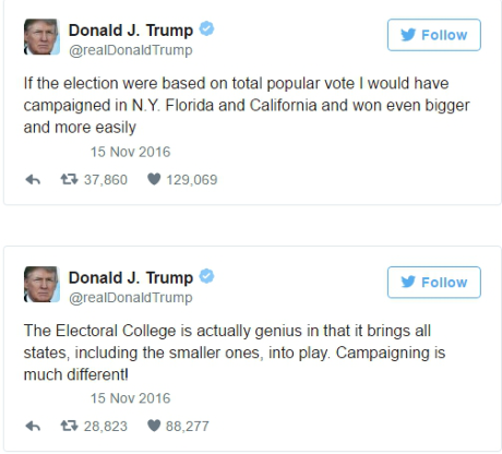 Trúng cử tổng thống, Donald Trump vẫn bực bội vì thua bà Clinton 1 triệu phiếu phổ thông - Ảnh 2 Trung cu tong thong, Donald Trump van buc boi vi thua ba Clinton 1 trieu phieu pho thong - Anh 2