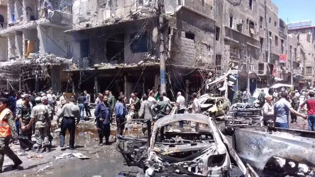 Hiện trường vụ đánh bom. (Nguồn: SANA)
